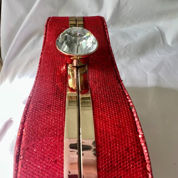 Red Sequins Apple Design Women's Gold Shoulder Clutch Bag Snow White Costume - Picture 11 of 14